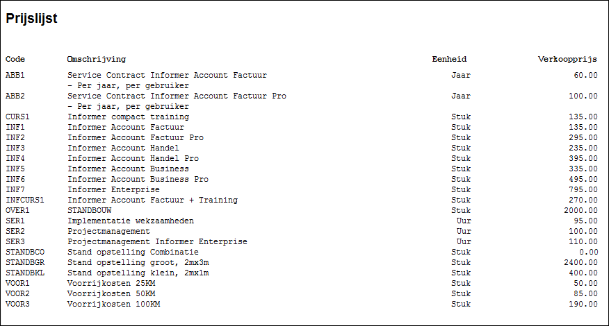 OverzichtPrijslijst