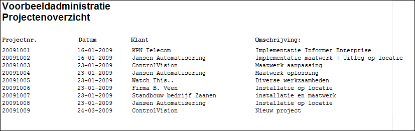 OverzichtProjectenoverzicht