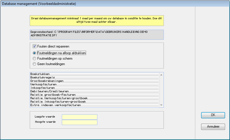 VensterDatabaseManagement