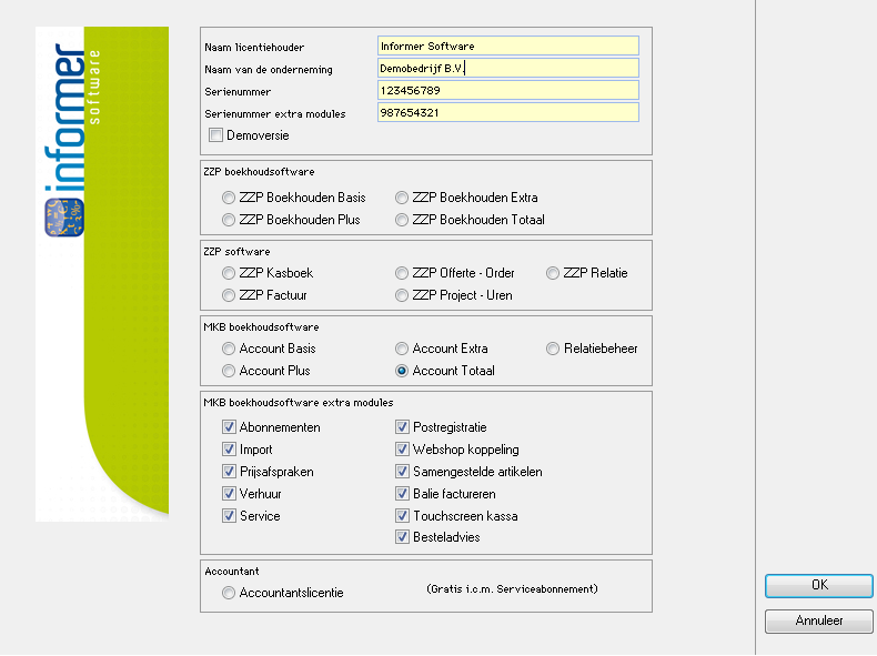 VensterNieuweAdministratiePakketUpgrade