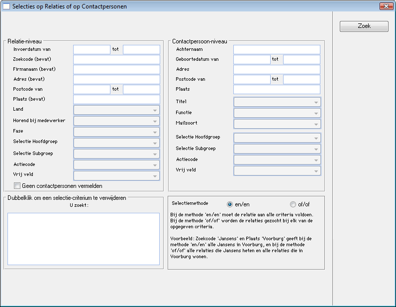 VensterSelectiesRelatiesOfContactpersonen